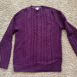 LL BEAN Womens crew neck cable sweater - size Medium